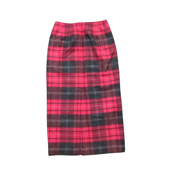 TALBOTS Red Tartan Plaid Wool Midi Pencil Skirt Lined Size 4 - Picture 6 of 11